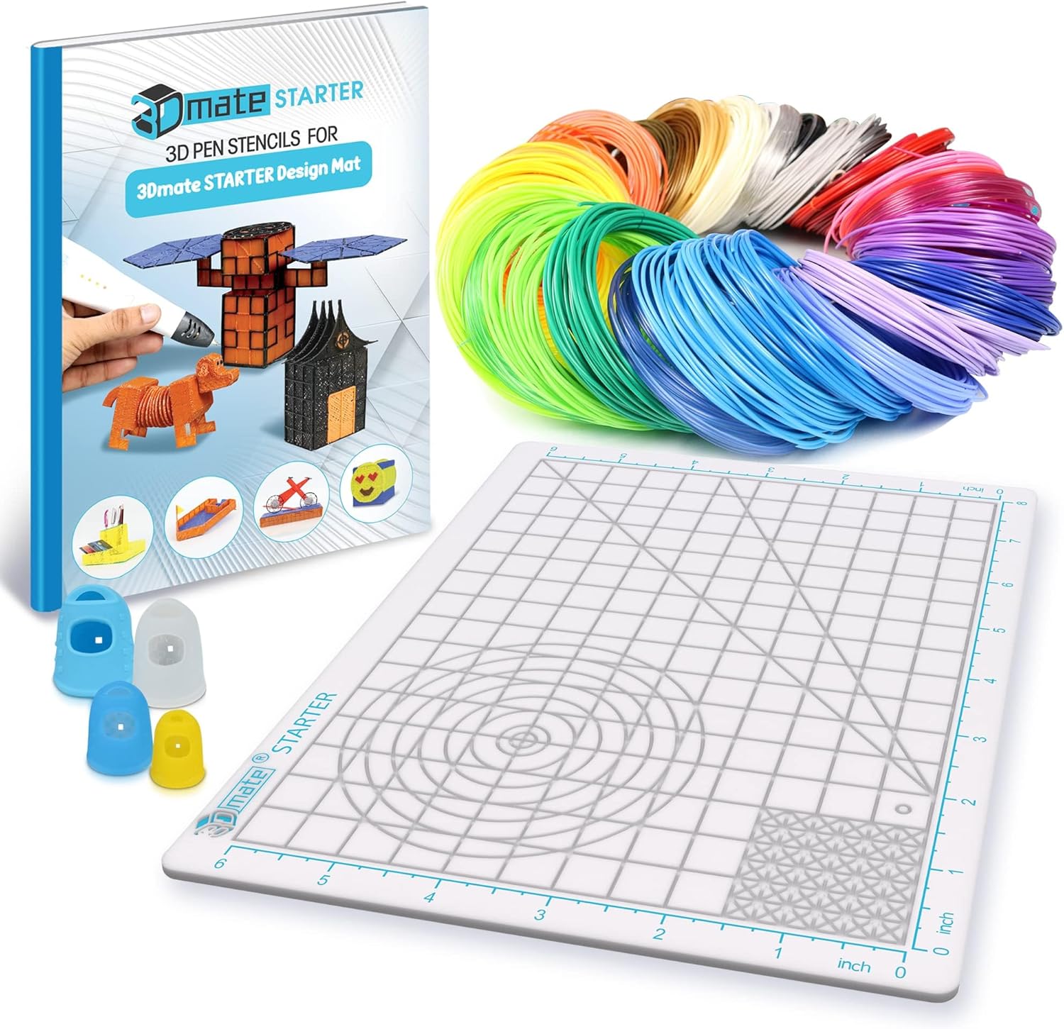 3Dmate PLA Refill Kit with Silicone Mat, Stencils and Finger Guards