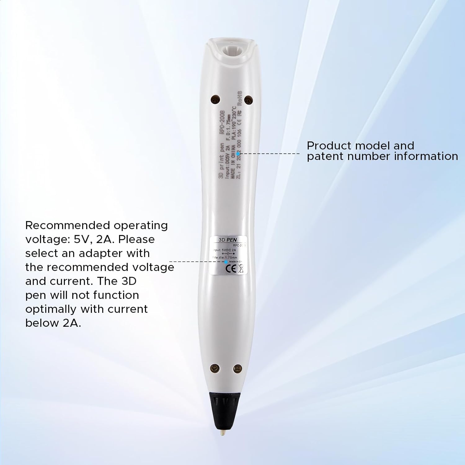 RPC200B 3D Pen Set, Includes 12 colors of PLA filament - Image 5