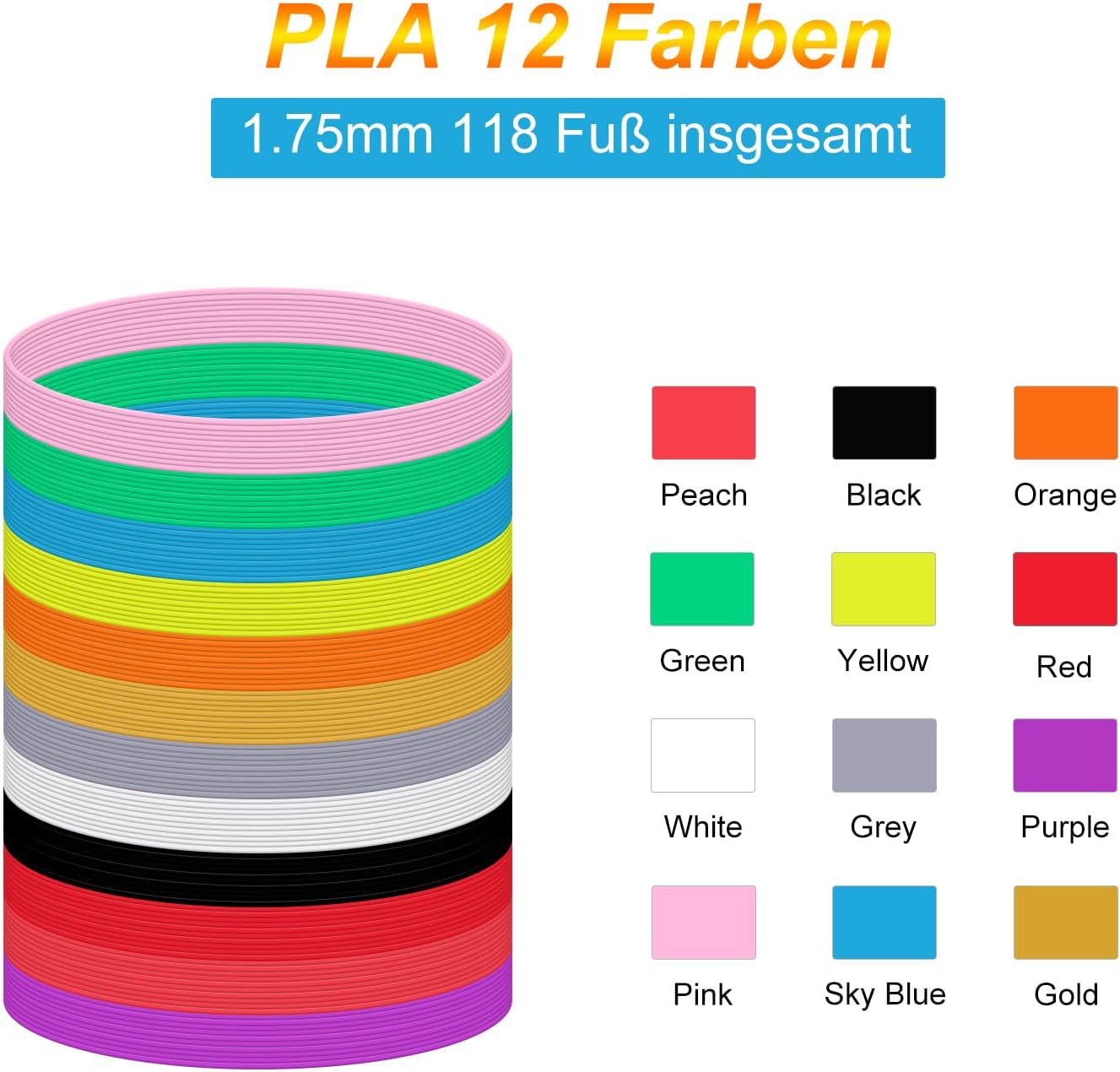 3D Pen Filament Refills 12 Colors 3D Printing Pen PLA Filament 1.75mm - Image 2