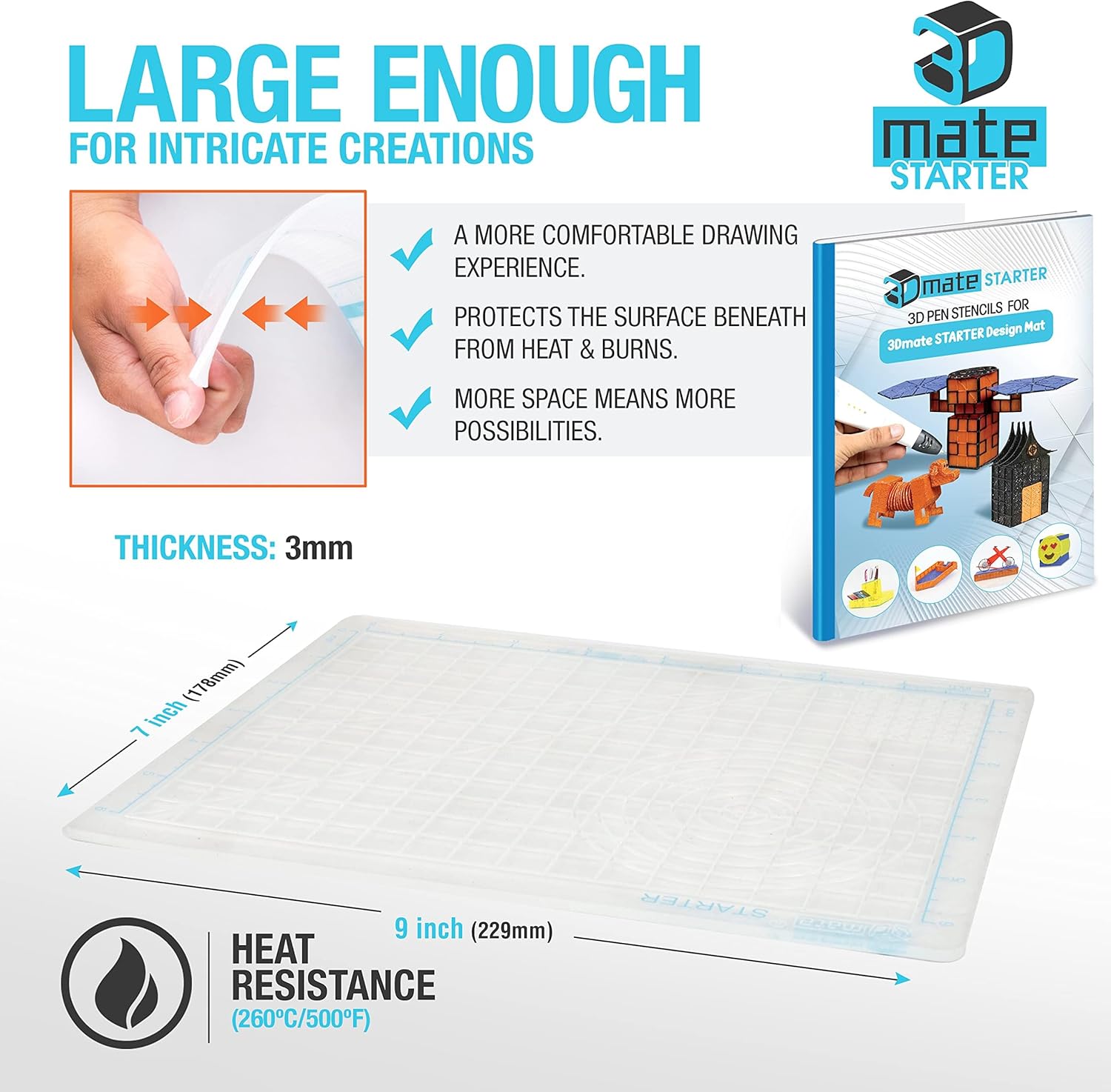 3D Pen Filament with Silicone Design Mat and Compatible Stencils Book with 12 Templates - Image 4