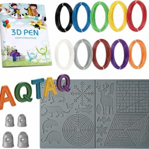 AQTAQ 3D Pen Starter Kit: Silicone Mat, Templates and Finger Guards